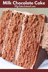 This Milk Chocolate Cake recipe is the best! This cake is super moist and has a wonderful yet light chocolate flavor. The milk chocolate cake layers are filled and frosted with milk chocolate buttercream frosting and milk chocolate ganache! SO good!