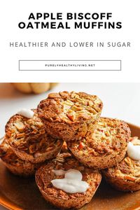 Apple biscoff oatmeal muffins recipe| Low in calories, low sugar apple muffins recipe| Healthy fall desserts recipes