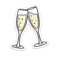 Pop, fizz, clink! The cutest champagne glasses sticker perfect to gift to a future bride, maid of honor or bridesmaids! Printed on thick, glossy vinyl. 3" on the longest side. Our stickers are weatherproof and waterproof. Perfect for cars, walls, laptops, water bottles and outdoor gear.