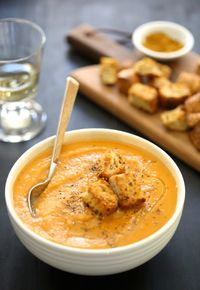 ginger sweet potato soup with toasted curry croutons www.climbinggriermountain.com II