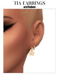 stacked hoop earrings with diamonds and butterflies and a cartilage piercing. sims 4 cc jewelry #thesims4 #sims4cc #sims4ccfinds #ts4cc #sims4 #sims4customcontent #s4cc