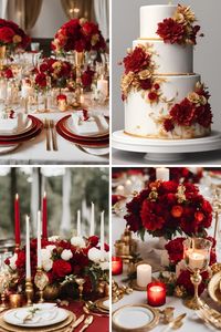 If you are looking for ideas to help you create your wedding color palette, then check out these beautiful red wedding color ideas to help inspire you! This wedding color palette consists of red, gold, and white to make a color palette that looks absolutely stunning! | Wedding color schemes | Wedding color palettes | Wedding theme | Wedding theme ideas | Wedding colors | Wedding color inspiration | Wedding color ideas | Wedding themes | Wedding colors unique | Fall wedding color ideas | Winter wedding color ideas | Spring wedding color ideas | Summer wedding color ideas |