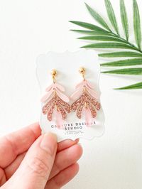 Rosé Tiered Leaf Earrings Stacked Leaf Blush Pink Earrings Rose Gold Leaf Segment Acrylic Earrings - Etsy