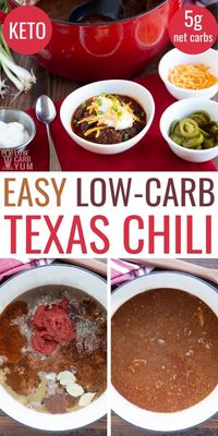 A low carb chili is easy to make. Just take out the beans and add a bit more meat. Can be made mild or turn up the heat with more hot chili peppers.