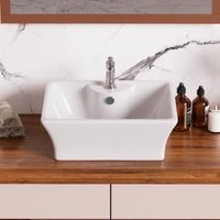 Newcastle 19 3/4" Square Countertop Vessel Bathroom Sink White with Overflow