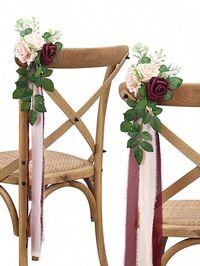 Describe: 1. Material: Realistic artificial roses, with different artificial leaves 2. EASY TO USE: Use the ribbon to tie the bench flowers to any size or type of chair you want. It is simple and convenient. 3. NEVER WITHER: Simple and natural, these chair back flowers look beautiful at any wedding. 4. The size is measured by hand, for reference only, there is only 1-3cm error, please refer to the actual product!  Material: Silk  Size: length 35cm/13.77in Package Includes: 2pcs Artificial Rose Chair Back Flower2Pcs Pew Flowers For Wedding Aisle Chair Flowers Rose Chair Back Floral With Leaves And Ribbons Pew Decorations For Weddings Ceremony Party Chair Decor Style 3    PE     Home Decor, size features are:Bust: ,Length: ,Sleeve Length: