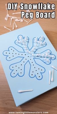 DIY Snowflake Peg Board (Fine Motor Activity for Winter) - Taming Little Monsters