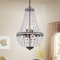 Uanah 6-Light Crystal Antique Black Chandelier (6-Light Crystal Antique Black Chandelier), Warehouse of Tiffany