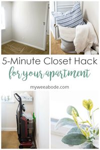 You can easily and affordably add a closet to any small space or any size room without using power tools. Learn how to create a closet in any room with this super simple DIY hack. Great project for small home improvement, to give you interior inspiration or solve a problem in your apartment life or small home living lifestyle. #myweeabode #storagesolutions #smallroomdivider #apartmentliving #closetsolutions