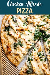 This perfect white pizza balances tender white meat chicken, vibrant and healthy spinach, and cheesy alfredo sauce for a meal the whole family will crave. Plus, Chicken Alfredo Pizza is super simple and quick to make!