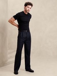 Signature Italian Hopsack Wide-Leg Pant | Banana Republic