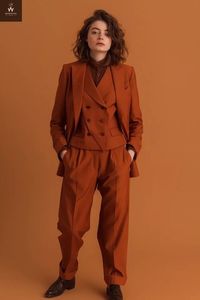 Rust Coloured suit for women , Three piece suit , Women Wedding Suit Set | eBay