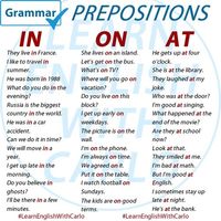 GRAMMAR - Prepositions  IN-ON-AT This slide focuses on prepositional phrases with IN, ON, and AT. These can be tricky, so I will be posting…