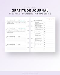 Daily Thankfulness Gratitude Diary, Digital Download, Positive Mindset Planner, Monthly Self Care Journal, Wellness Gratitude Planner for Mental Health  [💡MonthlyJoy's Checkpoint!] 𝑮𝒓𝒂𝒕𝒊𝒕𝒖𝒅𝒆 𝑱𝒐𝒖𝒓𝒏𝒂𝒍 𝑨6 𝑷𝒍𝒂𝒏𝒏𝒆𝒓 𝑰𝒏𝒔𝒆𝒓𝒕𝒔 𝑷𝒓𝒊𝒏𝒕𝒂𝒃𝒍𝒆. American broadcaster, Oprah Winfrey, said: "Write down what you appreciate in your diary every night. My attitude toward life is beginning to change." If you use this Gratitude Journal Inserts, you realize that what you took for granted is actually something to be thankful for, which can allow you to treat every day more positively! If you want to change your life, download it now and get started!  · 2 Versions | Vertical Layout  [📏SIZE] A6 (4.13 x 5.82 inches)