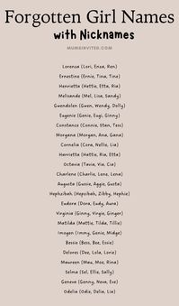 Discover vintage girl names for book characters. Find unique, beautiful & rare girl names with cute nicknames. Use these elegant, old fashioned names & cute nicknames for girls as writing inspiration & prompts for your female characters. Whether you need ideas for a book character or rp, these aesthetic female names & middle names will make your writing come alive. Let these sweet, cute, vintage, girl names ignite your creativity for your next writing project! old lady girl names.forgotten names