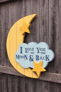 I love you to the moon and back Nursery Sign, Moon Cloud Stars Handmade Wooden Wall Art, Home Decor for Baby's room, Girl or Boy Nursery