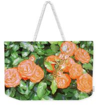 Blooming Yellow Orange Roses Weekender Tote Bag (24" x 16") by Ira Niva.  The tote bag includes cotton rope handle for easy carrying on your shoulder.  All totes are available for worldwide shipping and include a money-back guarantee.