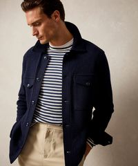 Boiled Wool CPO Shirt Jacket in Navy