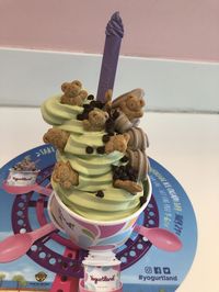 #unlimitedcup Matcha green tea froyo & Cookies & creme light ice cream w/ chocolate chips & Teddy Grahams