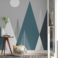 Get a fresh look without putting down any paint with this non-pasted wallpaper. Made from paper with a matte finish, it features a geometric pattern with tall triangles forming mountains and trees in shades of blue, white, and gray. Non-pasted wallpaper offers the chance to make a lasting upgrade to your bedroom, living room, or accent wall. Installation is easy: Simply paint adhesive on your desired wall, press the paper onto a smooth surface, and align the pattern from panel to panel. Our favo