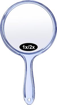 Amazon.com: AMMON Handheld Mirror with Handle Double Sided Makeup Mirror 1X/ 2X Magnifying Mirror Portable Clear Rounded Shape Travel Hand Mirror (Clear) : Beauty & Personal Care