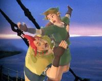 James Cameron's "Titanic", but it's Groose and Link from "The Legend of Zelda: Skyward Sword" instead of Jack and Rose.