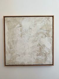 Original Artwork. Textural and Tonal.  Created by hand with clay plaster and earth pigments on a 16x16 wood art board. It is custom framed in a hand cut raw oak frame.  Sophisticated, yet simple. Bring a neutral and calming feel to your space, whether it is styled alone or within a curated display layered with other pieces.