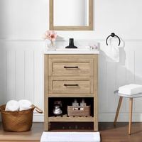 Home Decorators Collection Autumn 24 in. W x 19 in. D x 34 in. H Single Sink Bath Vanity in Weathered Tan with White Engineered Stone Top Autumn 24WT - The Home Depot