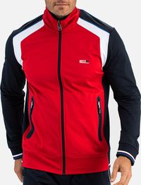 Heren Jacket  Kleur: Rood - Wit - Zwart Materiaal: 94% Polyester - 6% Elastaan  Ritssluiting  Artikel: R011-Iggy