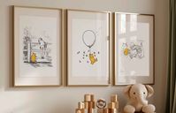 Introducing our Classic Winnie the Pooh Nursery Art Print, a delightful and charming addition to any child's room or nursery. Featuring Christopher Robin and Pooh Bear this duo is perfect for gender neutral decor or for fans of the beloved story. Includes 3 illustrations derived from original books by A. A. Milne. A perfect gift for a new baby or baby shower. Add a touch of whimsical feel to your nursery with our 3pc vintage style watercolor illustration Printable!  ★INSTANT DOWNLOAD ITEM★ Pleas