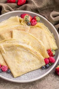 Classic crepes made from scratch that are soft, thin and smooth. They are serve with desired toppings and great for breakfast or dessert!