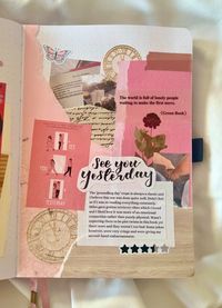 Book journal, journalling, reading, scrapbooking, scrapbook, book, aesthetic, Rachel Lynn Solomon, See you yesterday