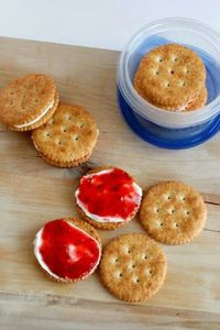 Cream cheese and jelly on ritz for lunches