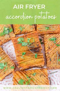 Air Fryer Accordion Potatoes | Looking for a fun snack or an elevated side dish that is easy to prep and the whole family will love? Warm up the air fryer and make these Air Fryer Accordion Potatoes! | Healthy Family Project #sides #sidedishes #potatoes #airfryer #airfryerrecipes