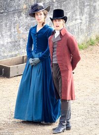 Back to work: Heida Reed and Jack Farthing were also seen filming the second series of Poldark in Penzance, Cornwall on Monday