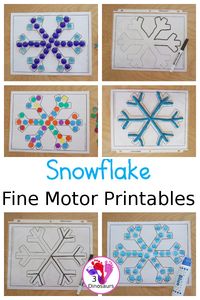 Free Snowflake Fine Motor Printables | 3 Dinosaurs