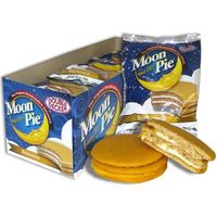 The Moon Pie was first invented in Chattanooga, Tennessee by the Chattanooga Bakery Company. Paired best with RC Cola, this is a sweet tradition of the South. Two graham crackers with marshmallow in between, covered in a delicious chocolate. Its a ready made smore after its been popped in the microwave for a few seconds. This delicious confection has been made since 1917. 2.75 oz