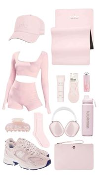 Pink girly yoga aesthetic 🎀✨ yoga essentials, pink head phones, pink claw clip, pink socks, pink workout matching set, pink hat, Alo yoga, lululemon, pink workout girly 🎀🏋️‍♀️  Follow my shop @Gabriellas.Wrld on the @shop.LTK app to shop this post and get my exclusive app-only content!  #liketkit #LTKFallSale #LTKActive #LTKCon @shop.ltk https://liketk.it/4RELg