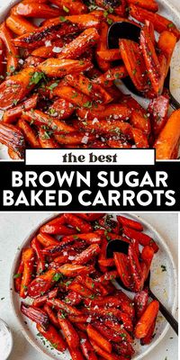 This brown sugar baked carrots recipe is a sweet and savory side dish that’s perfect for holidays or weeknight dinners. They’re oven roasted to tender, caramelized perfection with a light brown sugar glaze, a hint of orange, and topped with fresh parsley and thyme.