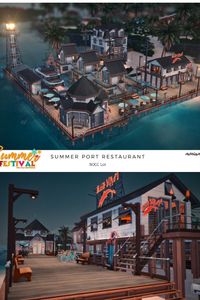 The Sims 4 Sulani Summer Festival Restaurant, coastal and cozy design. No CC Lot.  #ShowUsYourBuilds #thesims4 #Sims4 #sims4game #ts4house #ts4build #ts4builds #ts4nocc #ts4mm #simsbuilds #ts4 #sims4housebuild #sims4house #sims4home #sims5  #sims4build #simshousedesign #thesims4housebuild . Lot size: 50/50. No Custom Content was used NoCC . Download @thesimsresource here: https://www.thesimsresource.com/downloads/1708315