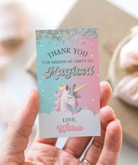 Editable Unicorn Favor Tags, Printable Birthday Tags, Editable Gift Tags, Sparkle Unicorn, Girl Birthday Personalized, Thank You Favor Tags