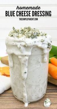 Homemade Blue Cheese Dressing Recipe - This is an easy and delicious recipe that you can make at home! It has that buttermilk that makes it delicious and works great on salads or as a dip (like with wings)! #easyrecipe #homemade #salad #recipe #easy