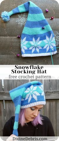 Stocking Snowflake Hat free crochet pattern by DivineDebris.com