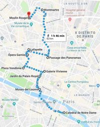 Mapa del segundo día del París en dos días