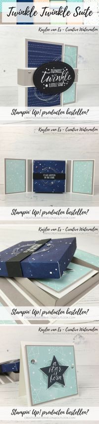 Stampin' Up! Nederland Bestellen Creative Watermelon Kaylee van Es Stempelset Twinkle Twinkle Little Twinkle Little Star Baby Card Kaarten Doosje Box Doos Boxcard Boxcard Sequins Thread Designer Series Paper DSP Dessin Design Papier