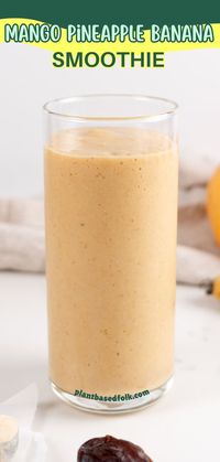 A mango pineapple banana smoothie that is quick, sweet and refreshing.