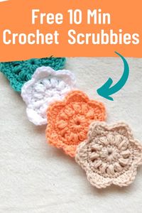 This free crochet face scrubbies pattern can be made with very little yarn. They are the best eco-friendly crochet makeup remover pads you can make. Make the floral scrubies with cotton yarn.