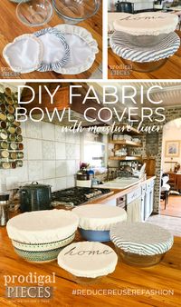 Create your own DIY fabric bowl cover from refashioned fabric with a moisture layer. Tutorial by Larissa of Prodigal Pieces | prodigalpieces.com #prodigalpieces #diy #linen #farmhouse #giftidea