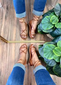 - Strappy sandals, with adjustable ties -Comfortable soles -Run true to size