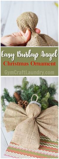 This easy Christmas craft is a perfect project for the whole family. Make these adorable burlap angel ornaments for a simple yet stylish Christmas tree look.